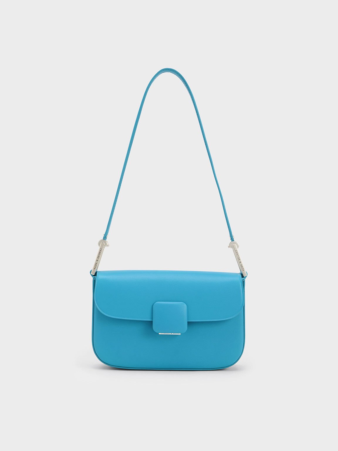 حقيبة يد صغيرة مربعة كوا مع قفل كبس, أزرق, hi-res