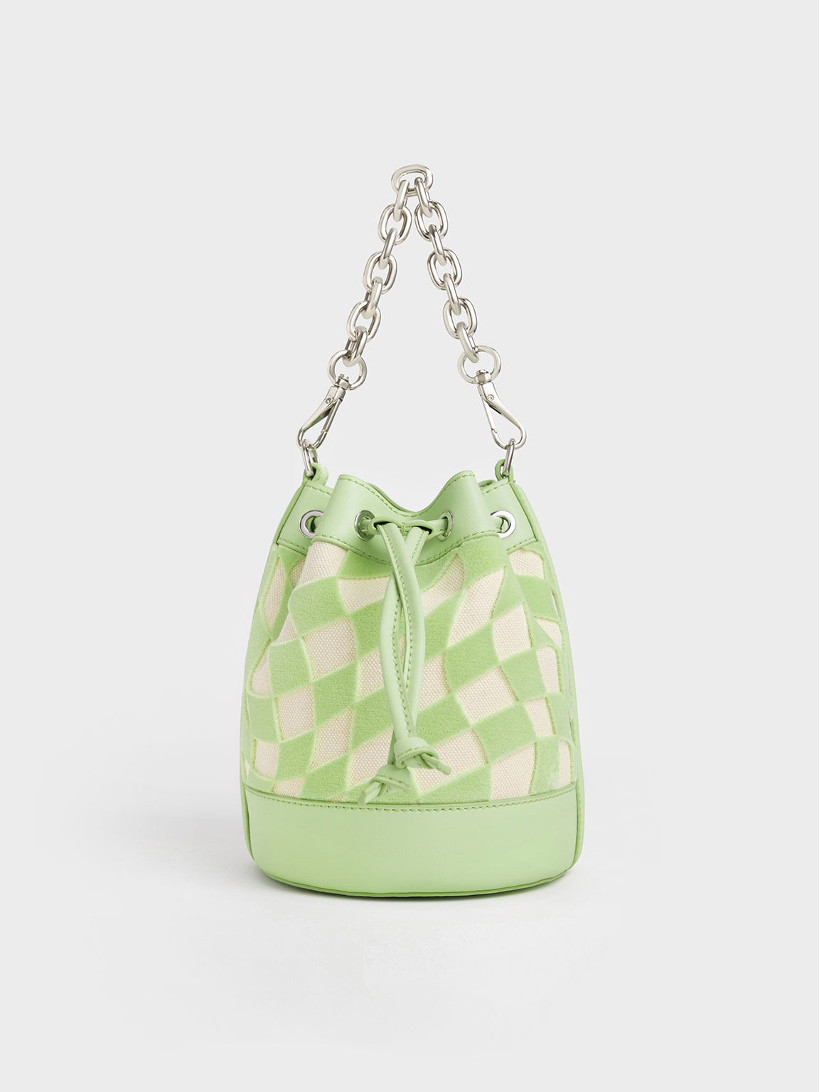 Zetta Checkered Bucket Bag, Mint Green, hi-res