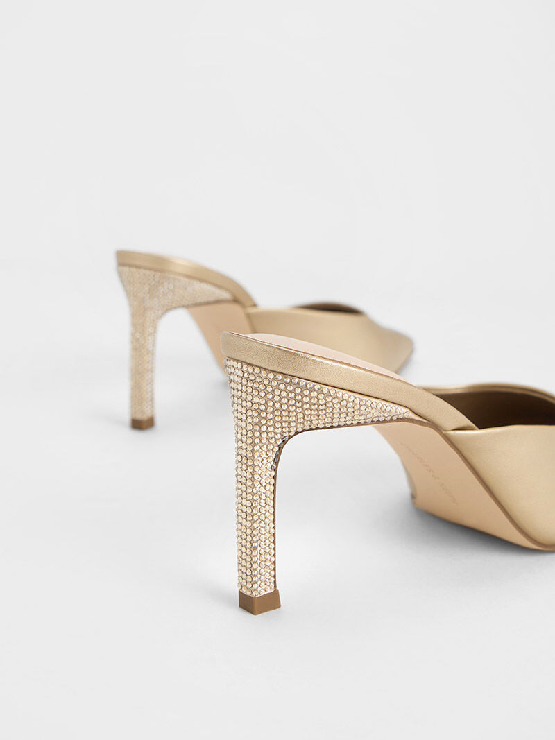 Gold pointed toe 2025 mules