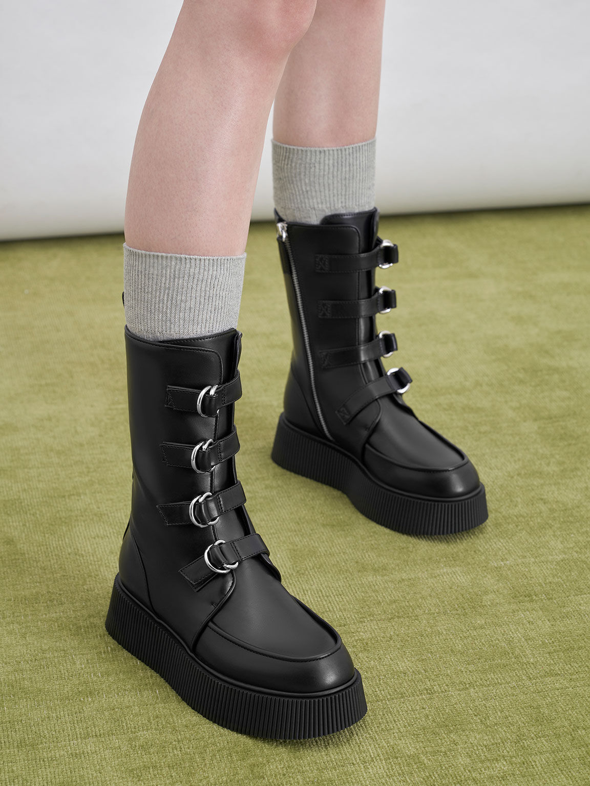 Platform clearance buckle boots