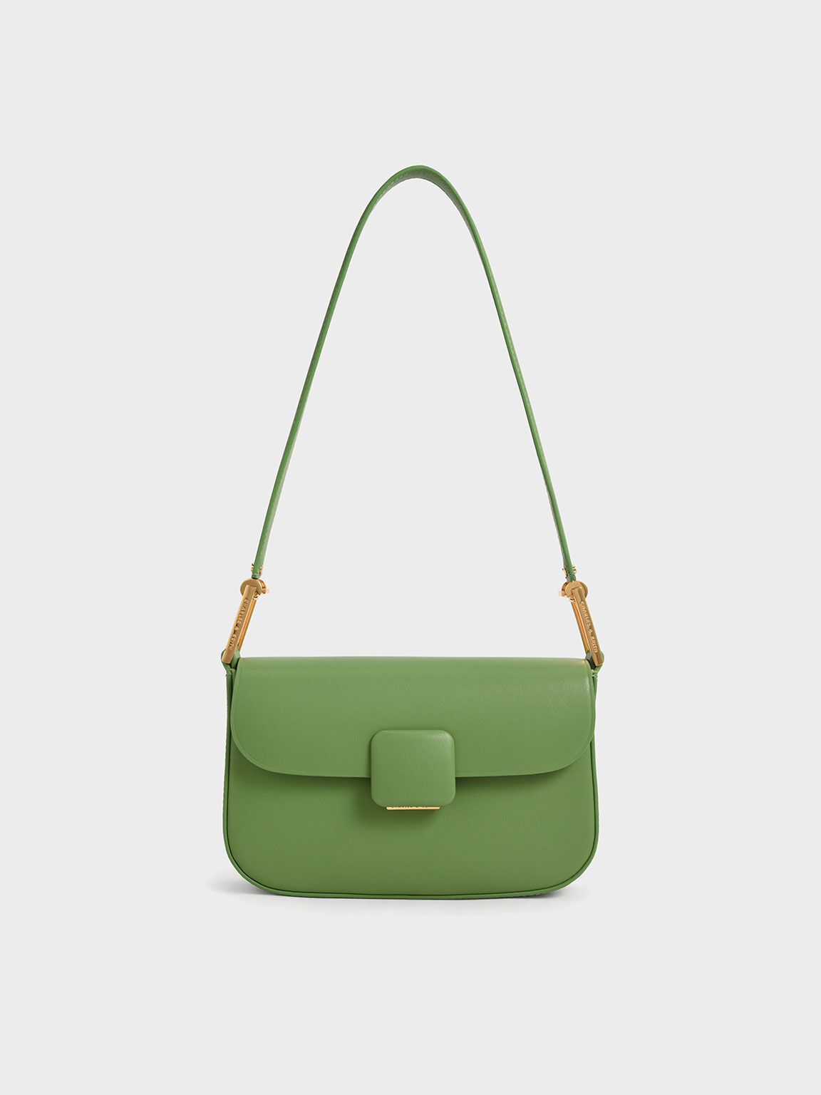 حقيبة كتف كوا بقفل كبس مربع الشكل, لون أخضر, hi-res