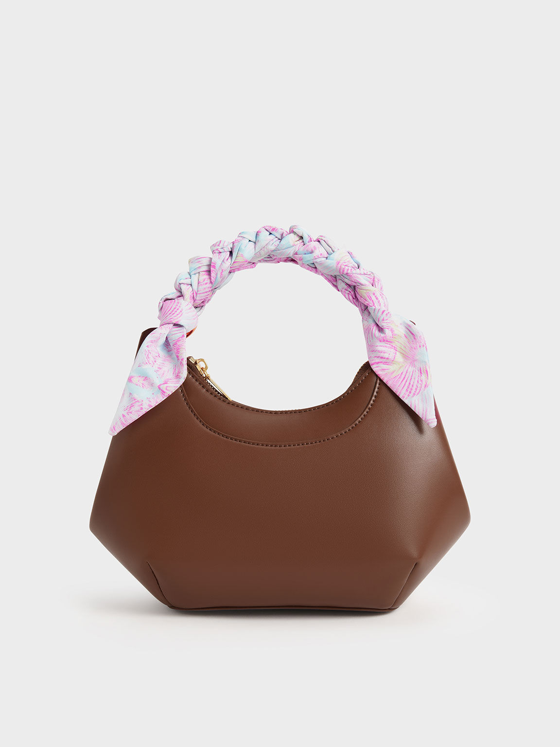 Ulani Scarf-Wrapped Geometric Bag, Chocolate, hi-res