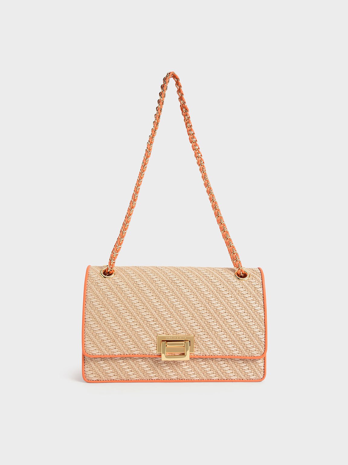 Everline Woven Braided-Strap Shoulder Bag, Orange, hi-res