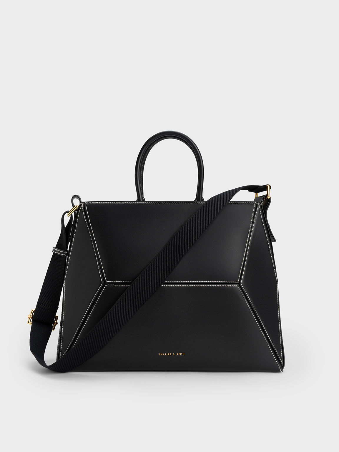 حقيبة نسرين بتصميم هندسي, أسود, hi-res
