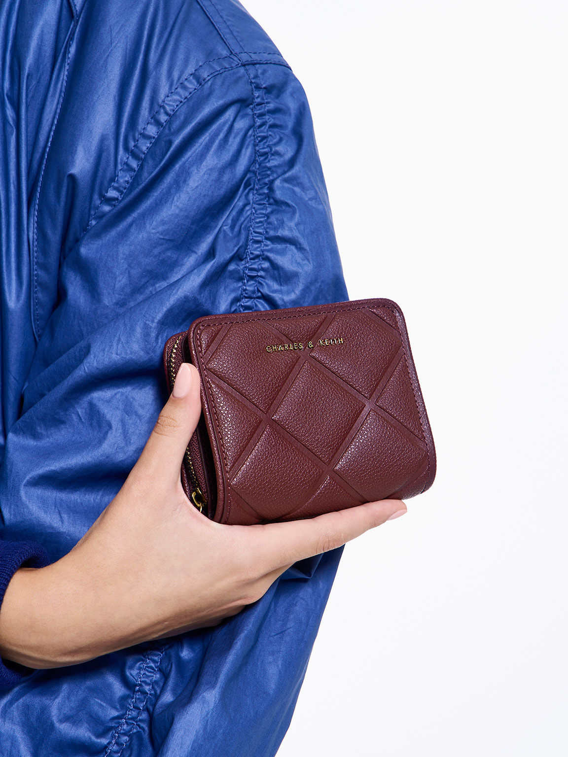 Burgundy Anwen Quilted Zip-Around Wallet - CHARLES & KEITH SA