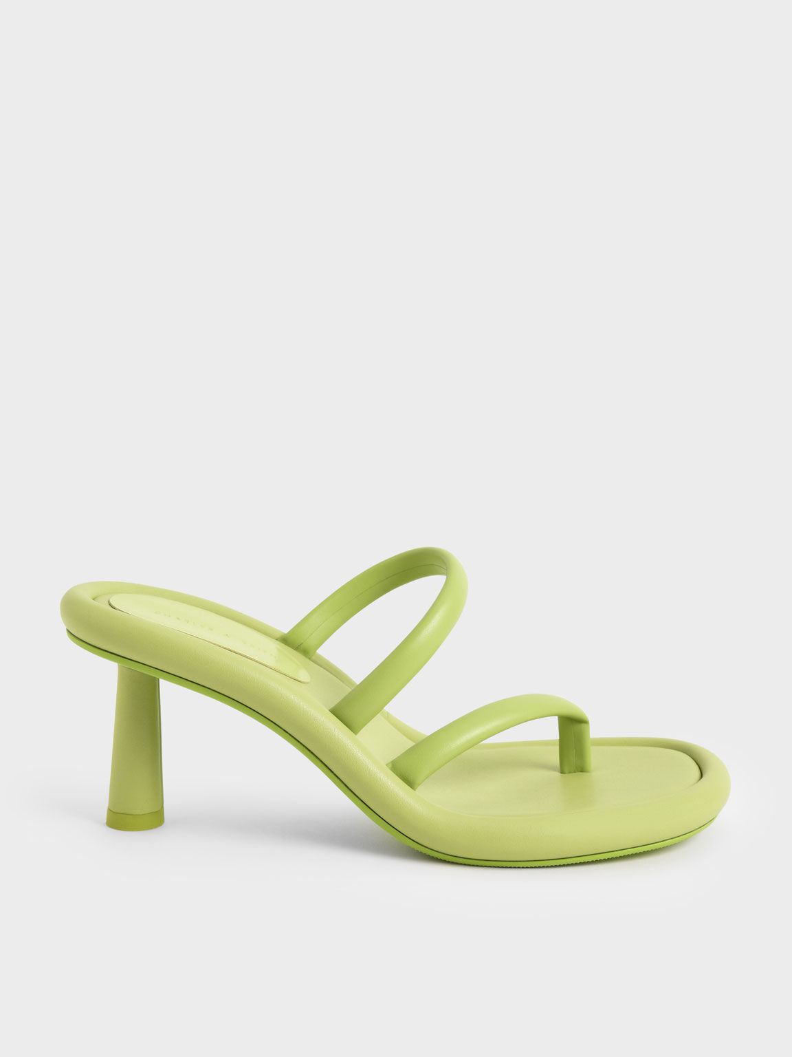 Green Tubular Heeled Thong Sandals - CHARLES & KEITH SA