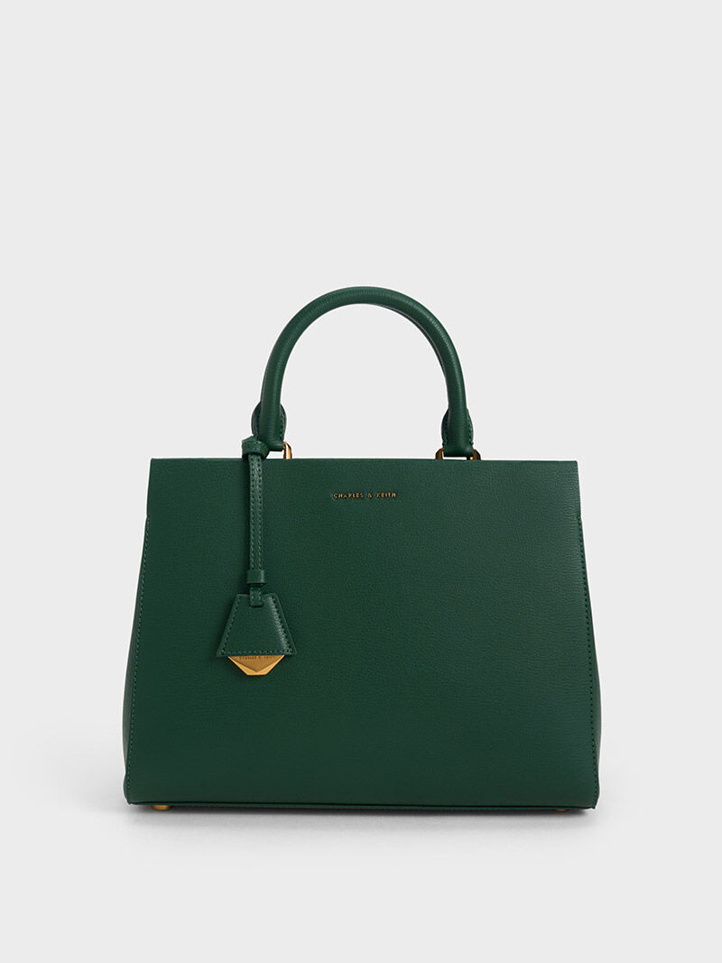 Dark Green Mirabelle Structured Handbag - CHARLES & KEITH SA