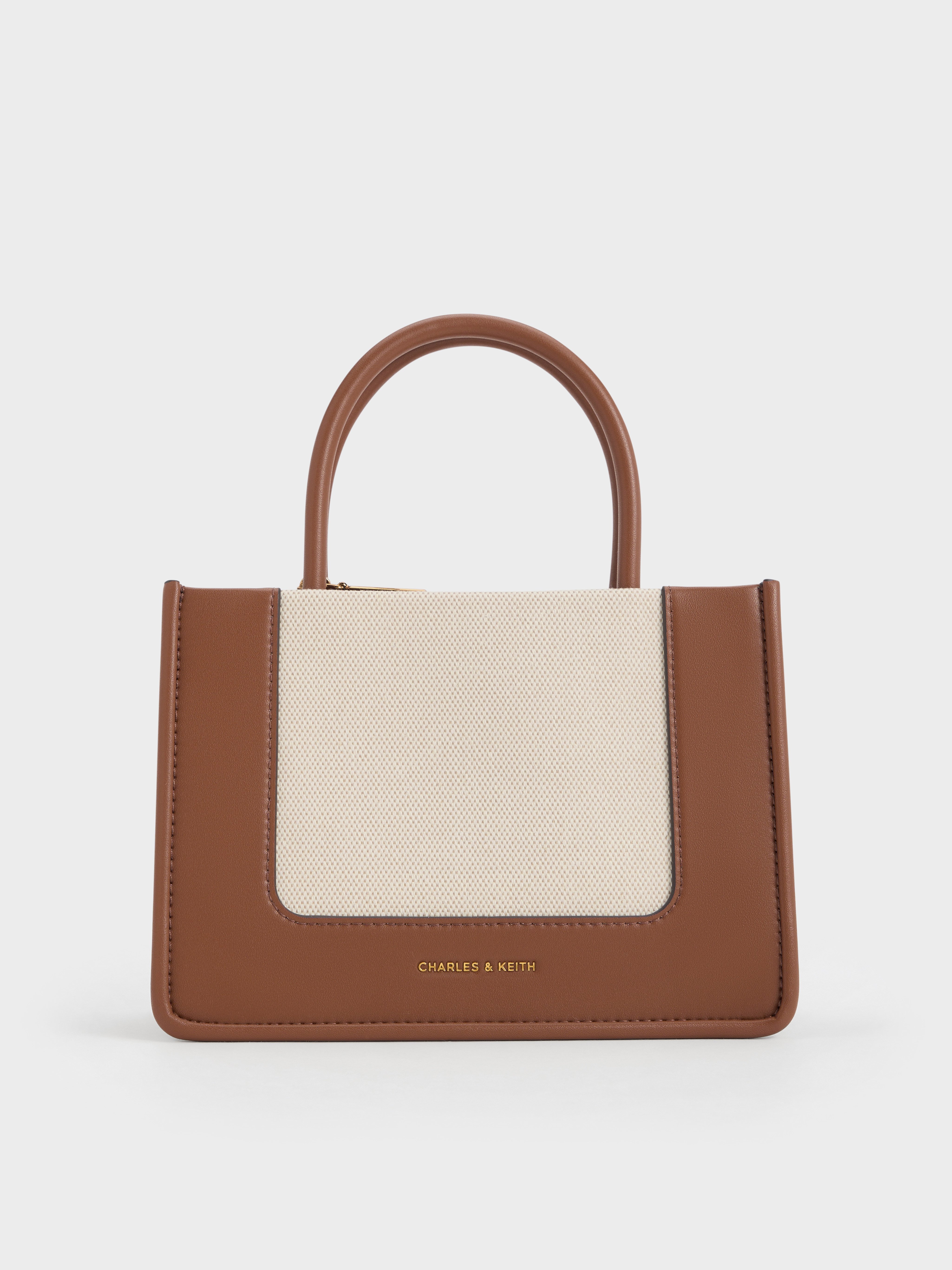 Tan Mini Daylla Canvas Tote Bag - CHARLES & KEITH SA