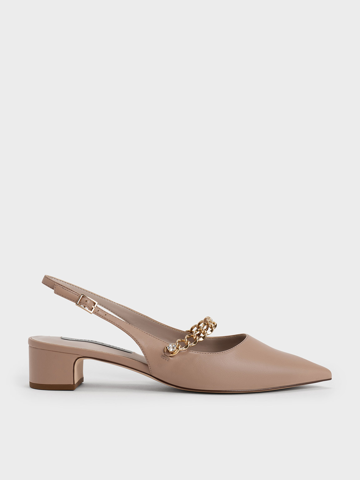 Nude Chain Link Strap Slingback Pumps Charles And Keith Sa