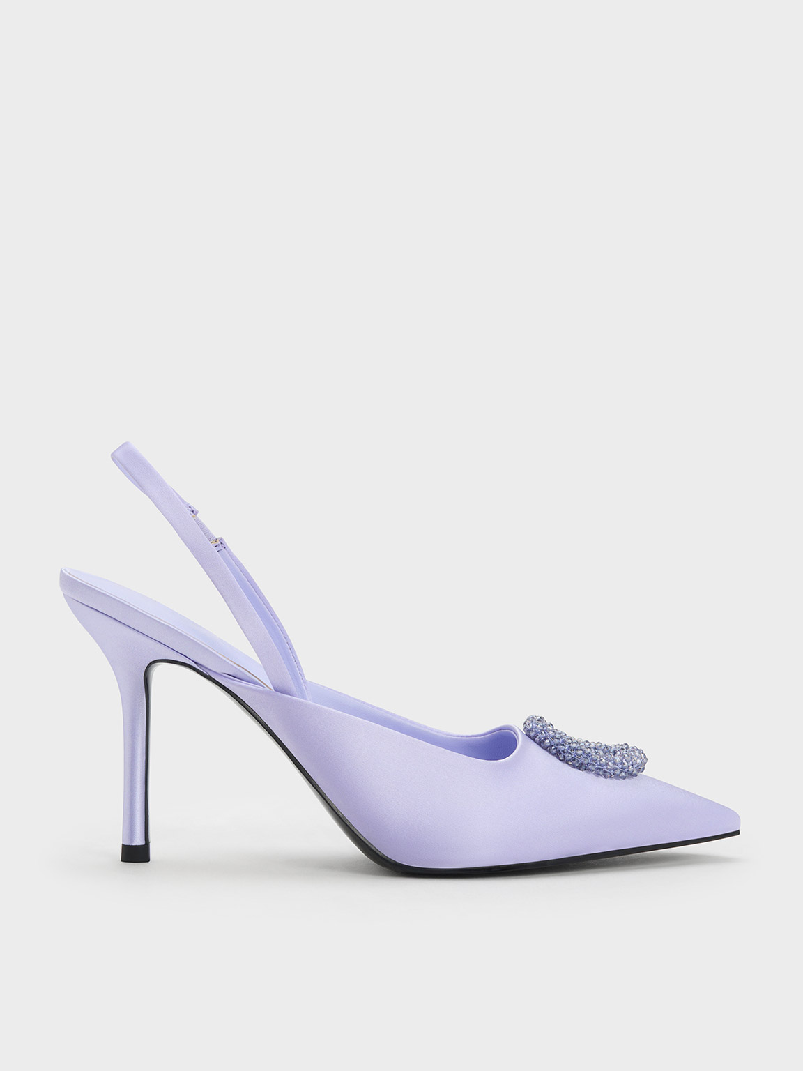 Lilac Recycled Polyester Beaded Circle Slingback Pumps - CHARLES & KEITH SA