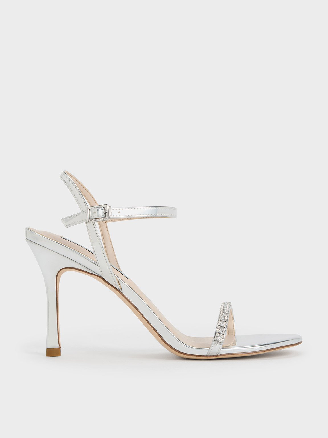 Silver Ambrosia Metallic Gem-Embellished Ankle-Strap Pumps - CHARLES ...